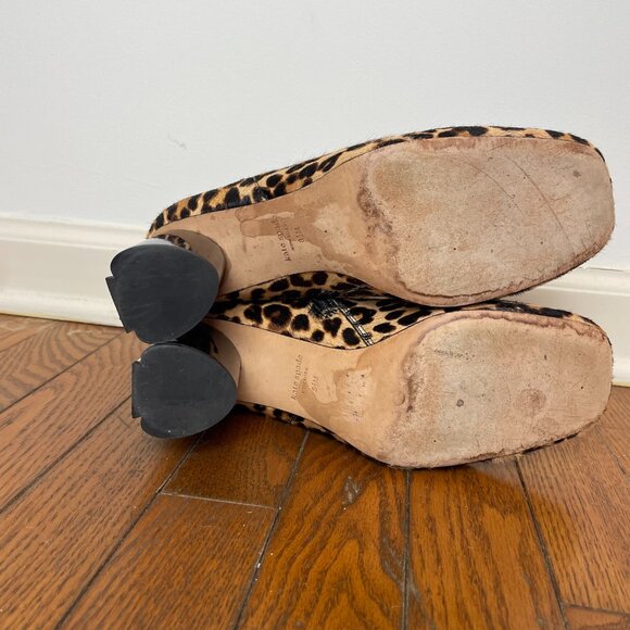 KATE SPADE Rudy Leopard Cheetah Calf Hair Block Heel Square Toe Ankle Boots 8.5 - Picture 12 of 14